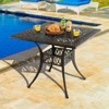 Tangkula 35.4 Inches Outdoor Dining Table All-Weather Cast Aluminum Table with 2.2" Umbrella Hole 4 Person Square Dining Table - 2 of 4
