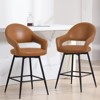 Bekrvio Swivel Counter Height Bar Stools Set of 2/4,26" Kitchen Bar Chairs w/Hollow Back,Faux Leather/Velvet Upholstered for Kitchen Island - 2 of 4