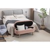 VYNXARIA-Velvet Pink Fabric Storage Bench with Wood Legs For Living Room Bedroom Indoor - 3 of 4