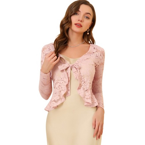 Allegra K Women's Elegant Ruffle Collar Crop Cardigan Knit Open Front  Bolero Shrug : Target