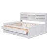 NicBex Full Size Platform Bed Modern Pine Bed Frame with Trundle, Open Storage Bookshelves and 3 Drawers for Bedroom, No Box Spring Required, White - 3 of 4
