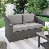 Martha Stewart Bedford Indoor-Outdoor Modular Patio Loveseat in Rattan Wicker with All-Weather Cushions - 2 of 4