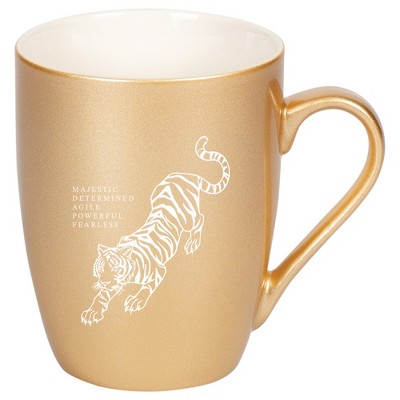 Elanze Designs 10 Ounce Ceramic Decorative Laser Engraved Giftable Novelty Tea Coffee Cup Mug Vegas Gold Tiger Majestic Determined Agile Powerful