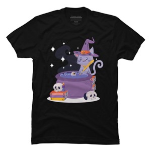Men's Design By Humans Halloween Kitty Cauldron By machmigo T-Shirt - 1 of 2