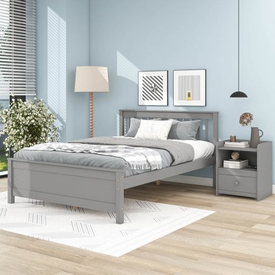 Gulches Twin Bed with Headboard and Footboard for Kids, Teens, Adults,with a Nightstand,Blue