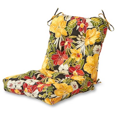 Aloha Black Floral Outdoor Seat/Back Chair Cushion - Kensington Garden