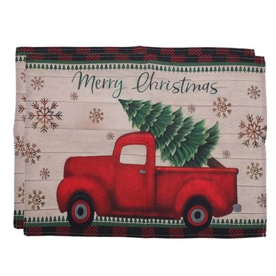 Unique Bargains Christmas Place Mats Linen Multicolor 13"x17.7" 2Pcs