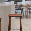 Merrick Lane Backless Bar Height Stools with Steel Supports and Footrest in Walnut Brown - Set Of 2 - 2 of 4
