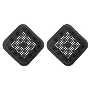 Unique Bargains Shower Drain Hair Catcher Square Drain Cover with Anti-slip Point Silicone Hair Stopper - 1 of 4