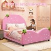 Tangkula Pink Kids Upholstered Twin Bed Toddler Bed with Adjustable Non-slip Feet - 2 of 4