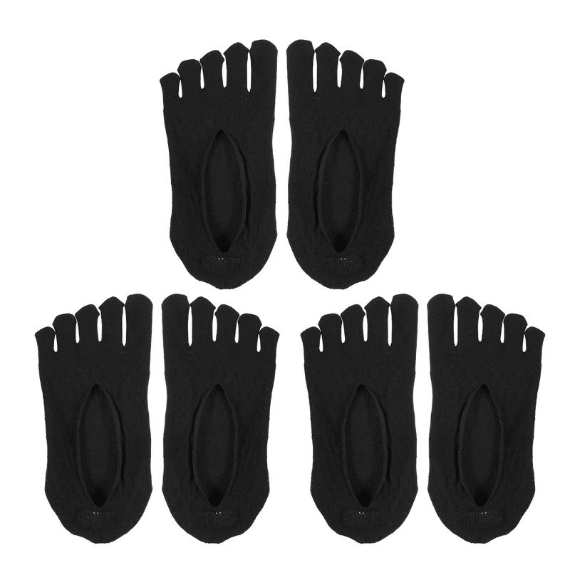 Unique Bargains Invisible Five Fingers Socks Hook Silk Five Toe Socks Mesh Breathable Soft Fashion No Show Socks for Women 3 Pairs, 1 of 7