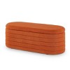 Oval Storage Ottoman Bench,Upholstered Teddy Fabric Footstools,End Of Bed Stool With Safety Hinge For Bedroom, Living Room, Entryway-Cuddlewood - 3 of 4