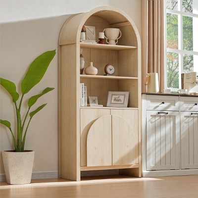 Arched Wood Sideboard Cabinet, Modern Kitchen Pantry Storage Cabinet with Adjustable Shelves, Storage for Kitchen, Dining or Living Room – Cuddlewood