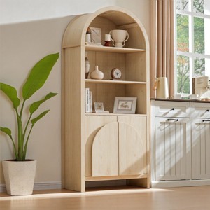 Arched Wood Sideboard Cabinet, Modern Kitchen Pantry Storage Cabinet with Adjustable Shelves, Storage for Kitchen, Dining or Living Room – Cuddlewood - 1 of 4