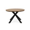 Round Acacia Wood Patio Dining Table With Metal Leg,Outdoor Coffee Table Teak Acacia Wood Tabletop And Black Metal Leg -Maison Boucle - 4 of 4