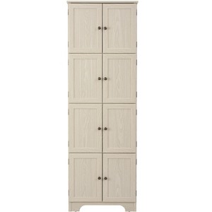 YiLong Furniture 72.4" Tall White Storage Cabinet, 8-Door 4-Shelf Freestanding Cabinet Bookshelf for Living Room, Kitchen, Dining Room & Office - 1 of 3