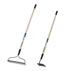 2-Piece Garden Tool Set with Bow Rake and Hoe for Soil Preparation and Landscaping - Union Tools - 1 of 3