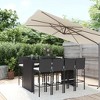 vidaXL Contemporary 9 Piece Patio Bar Set with Comfy Cushions, Black Poly Rattan, Weather-Resistant Material, Easy Assembly, Tempered Glass Tabletop - 2 of 4