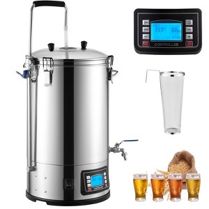 VEVOR Electric Brewing System, 9.2 Gal/35 L Brewing Pot, All-in-One Home Beer Brewer with Pump, Mash Boil Device, Auto/Manual Mode 100-1800W, Silver - 1 of 4