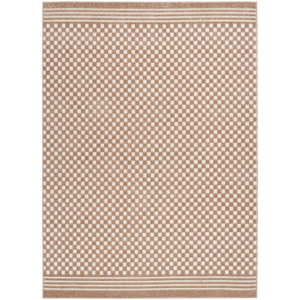 Photos - Area Rug Nourison 5'3"x7' Care Free Checkered Machine Woven Indoor  Brown 