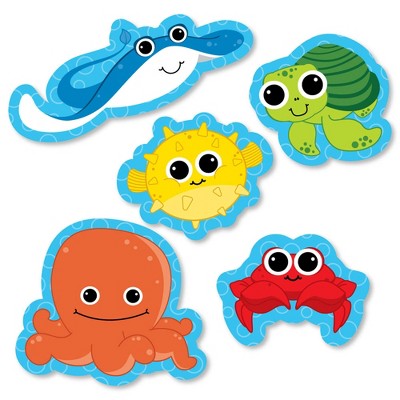 Big Dot of Happiness Under the Sea Critters - DIY Shaped Baby Shower or Birthday Party Cut-Outs - 24 Count