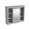 PDTEND 35" x 28" Wall-Mounted Bathroom Storage Cabinet with Mirror and 6 Open Shelves - 2 of 4