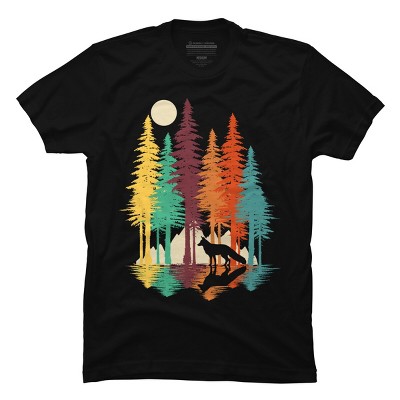 Men's Design By Humans Forest Fox By clingcling T-Shirt