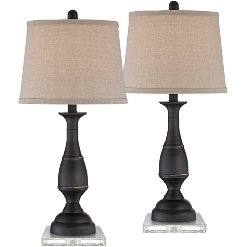 Regency Hill Ben Rustic Farmhouse Table Lamps Set Of 2 With Square ...