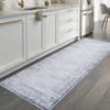 2 x 6 ft Polyester Red Brown Rectangular Indoor Laundry Bathroom Kitchen Distressed Floral Print Vintage Machine Washable Runner Rug - 3 of 4