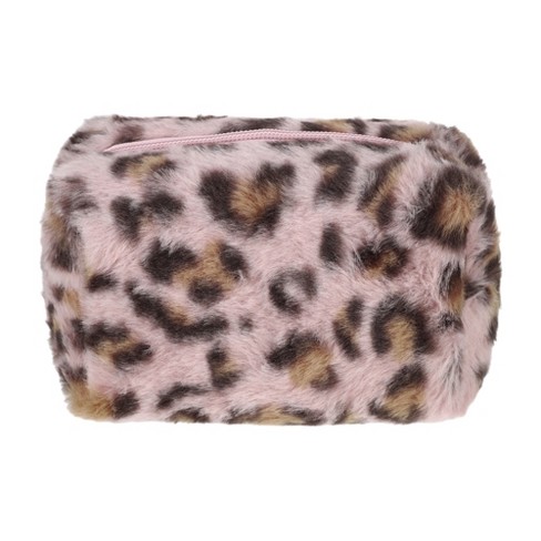 Unique Bargains Durable Leopard Print Makeup Bag Pink 1 Pc