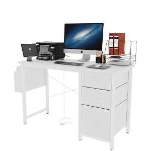 KTMBDW 47.3" L-Shaped Desk with Power Outlets, Office Desk with 3 Drawers, Gaming & Home Office Workstation - 1 of 4