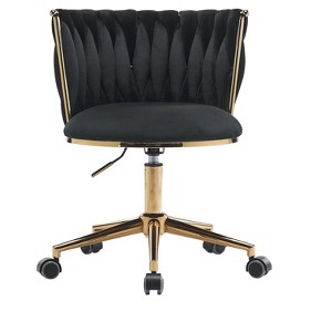 NicBex Adjustable Height Home Office Chair with Golden Metal Base and Wheels for Work Study Vanity,Bedroom - 1 of 4