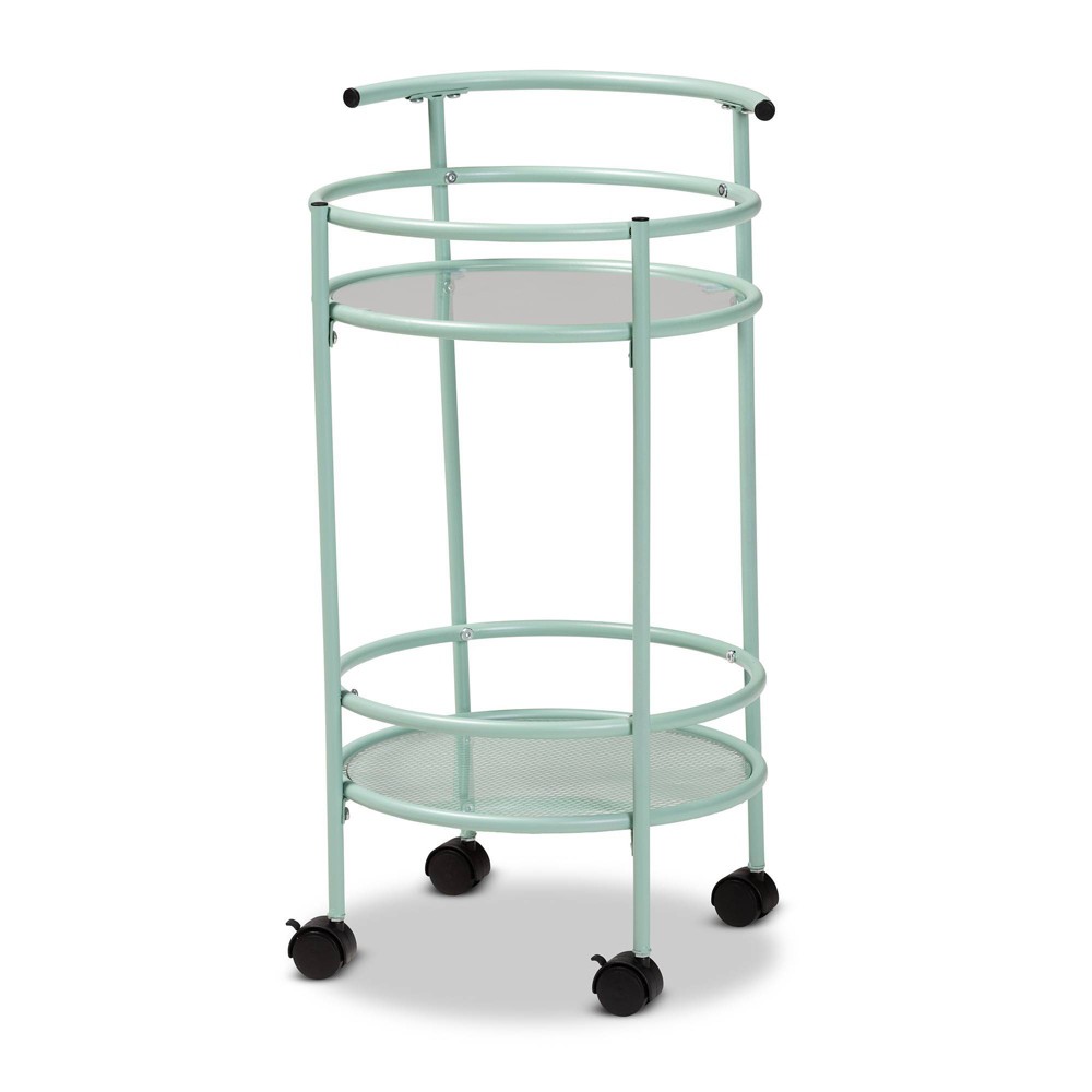 Photos - Other Furniture Newell Metal 2 Tier Kitchen Cart Mint Green/Black - Baxton Studio