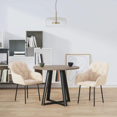 vidaXL Dining Chairs, 2 Pcs, Cream Velvet