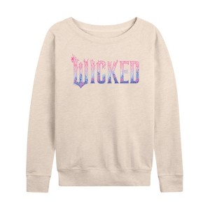 Women's - Wicked - Floral Ombre Logo Lightweight French Terry Wide Neck Long Sleeve Graphic Shirt - 1 of 4
