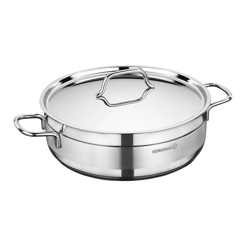 Korkmaz Alfa 2 Piece 4.2 Liter Stainless Steel Low Casserole Dish with Lid, 1 of 6