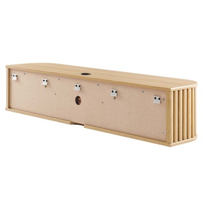 Oak 64" Wall-Mounted TV Stand with Sliding Doors