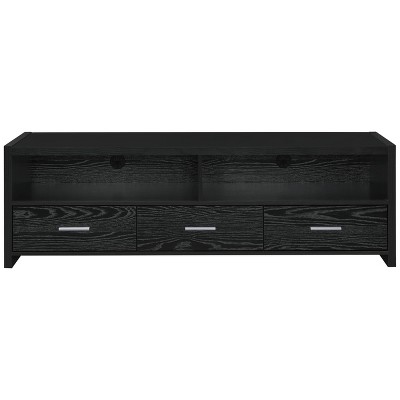 Modern Black Oak TV Console with Silver Hardware