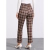 INSPIRE CHIC Women's Vintage Tartan Plaid Elastic Waist Straight Long Trousers - 4 of 4