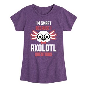 Girls' - Instant Message - Smart Axolotl Questions Fitted Short Sleeve Graphic T-Shirt - 1 of 4