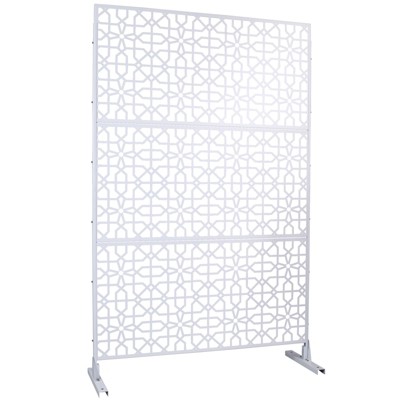 DSVIMOY Outdoor & Indoor Privacy Screen, Freestanding Decorative Privacy Screen for Deck Balcony Patio, White, 48"*76"*16"
