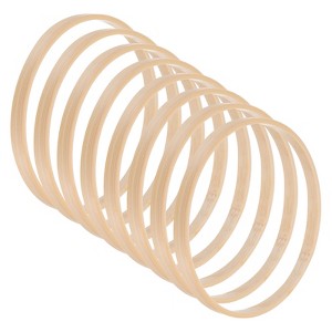 Unique Bargains Craft DIY Wedding Decor Bamboo Wooden Wreath Rings Beige 8 Pcs - 1 of 4