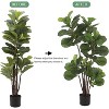 Artificial Fiddle Leaf Fig Tree, 4 Ft Faux Ficus Lyrata Tree with 72 Leaves In Pot, Fake Green Plant for Indoor Outdoor Home Office - 3 of 4