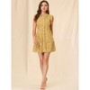 INSPIRE CHIC Women's Ruffle Sleeve Turndown Collar Pleated Floral Dress - 4 of 4