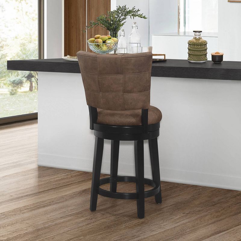 26&#34; Kaede Wood and Upholstered Swivel Counter Height Barstool Black/Chestnut - Hillsdale Furniture, 3 of 12