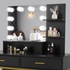 Large Vanity Set with 10 LED Bulbs, Makeup Table with Cushioned Stool, 3 Storage Shelves 2 Drawers, Dressing Table Dresser Desk for Women - 2 of 4