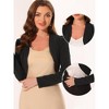 Allegra K Women's Curved Hem Puff Long Sleeve Open Front Crop Bolero Shrug - 2 of 4