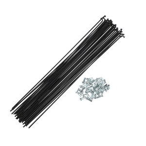 Unique Bargains 14G J Bend Bike Spokes with Nipples Steel Black 36 Pcs - 1 of 4