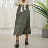 Women's Polka Dot Maxi Skirt - High Waist Pleated Midi Swing Skirt with Pockets for Beach & Cruise Green-floral Print - 3 of 4
