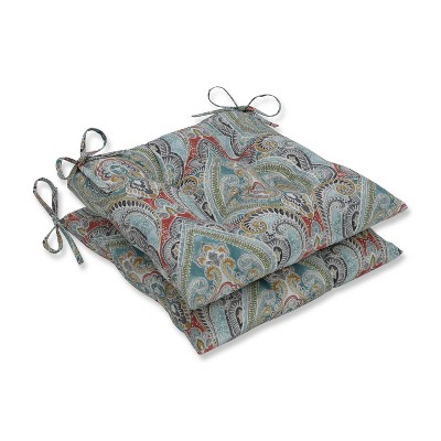Photo 1 of 2pk Pretty Witty Reef Wrought Iron Outdoor Seat Cushion Blue - Pillow Perfect